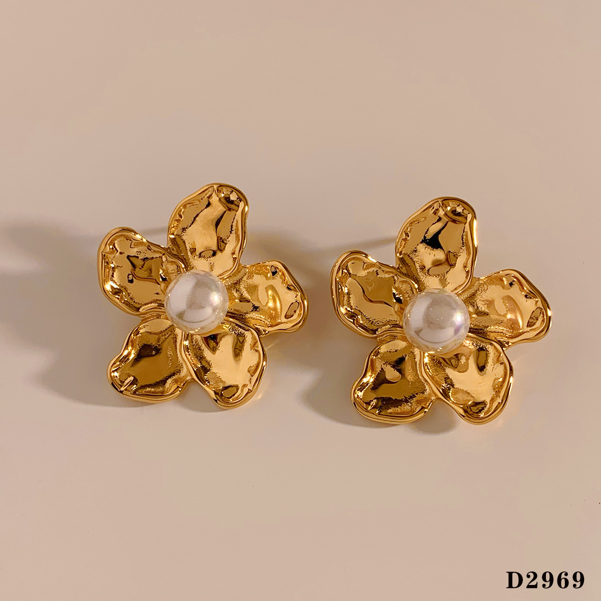 1:Flower gold earrings d2969
