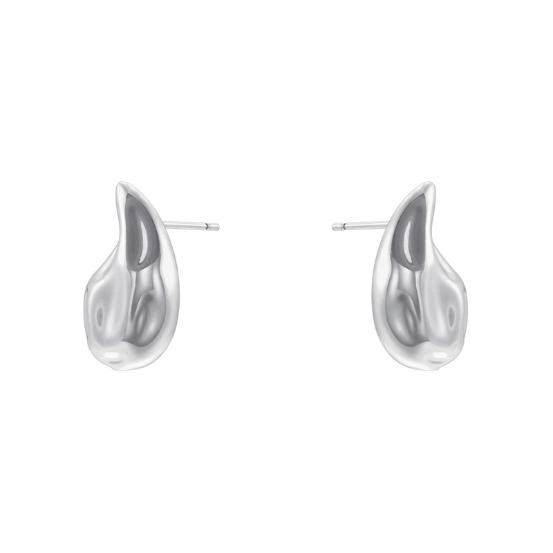 2:Ve1603 white gold water drop hammer pattern earrings 1 pair