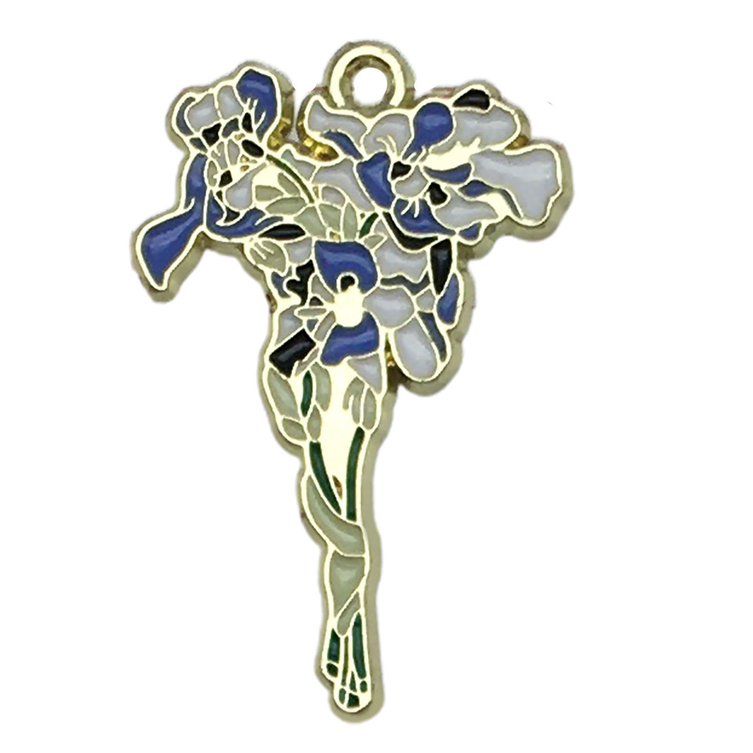 2:1 blue and white oil dripping flower Iris 32x21mm-2.1g-19168