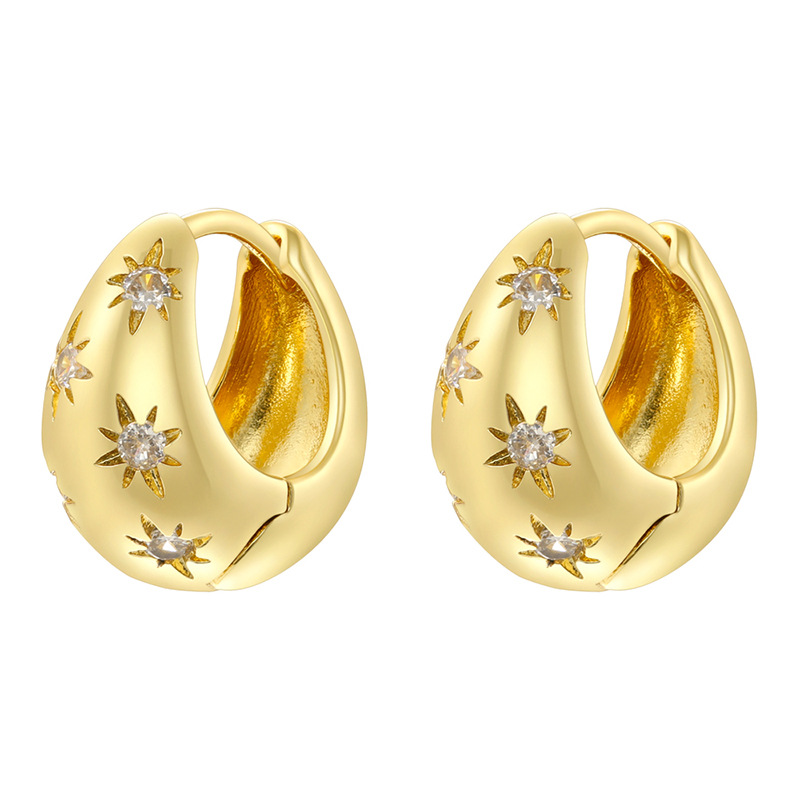 1:Ve1585 gold white diamond drop-shaped earrings