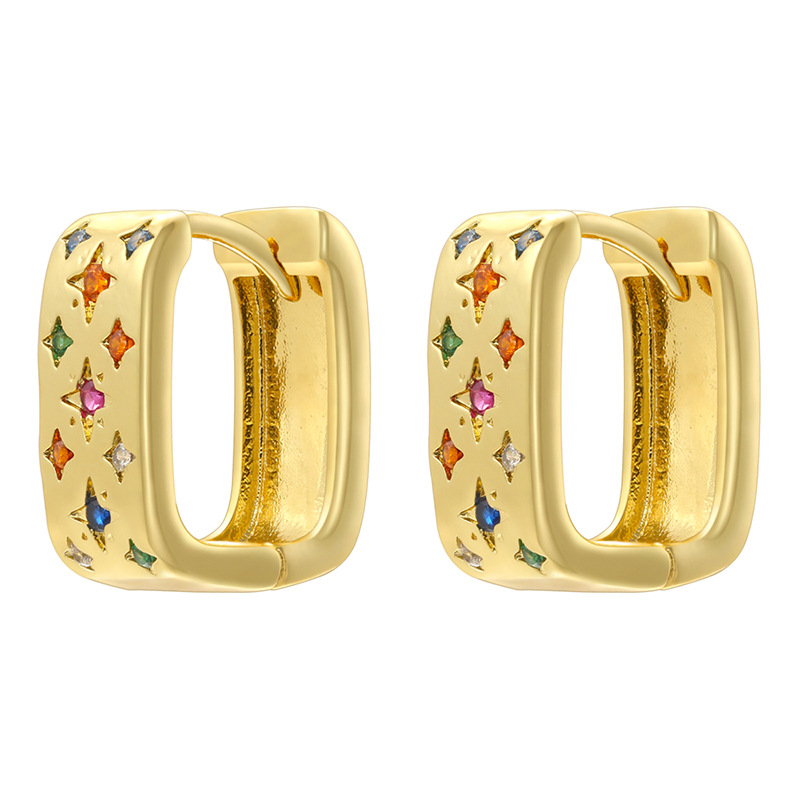 7:Ve1586 gold colored diamond square earrings