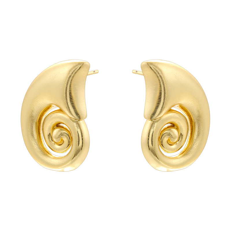 3:Ve1608 gold frosted conch earrings 1 pair