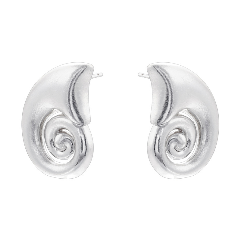 4:Ve1608 white gold frosted conch earrings 1 pair