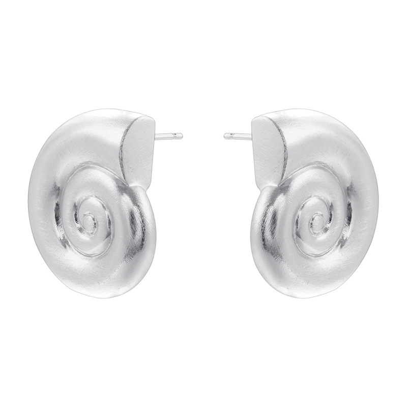 6:Ve1609 white gold frosted conch earrings 1 pair