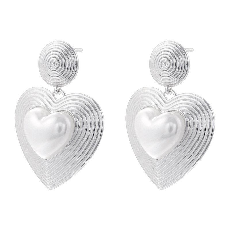 8:Ve1610 white gold pearl love earrings 1 pair