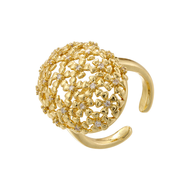 7:Vj736 gold white diamond gypsophila ring