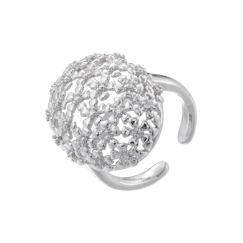 8:Vj736 white gold white diamond gypsophila ring