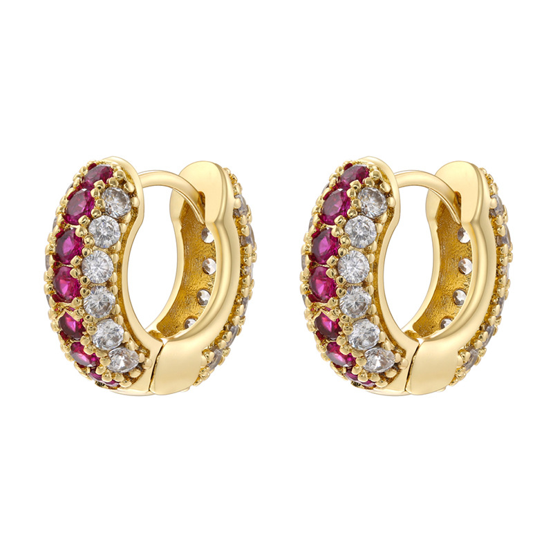 Gold rose red diamond 1 pair