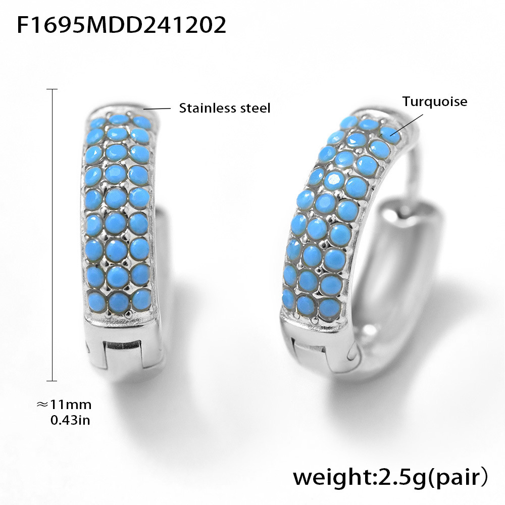 18:F1695-steel blue turquoise earrings-small size