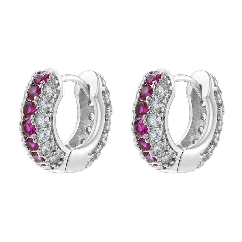 White Gold Rose Red Diamond 1 pair