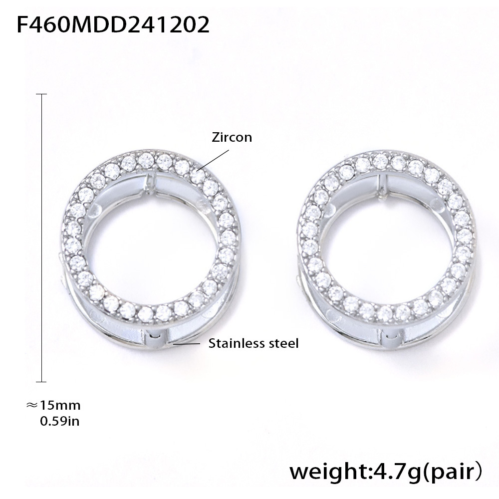 2:F460-steel color zircon earrings