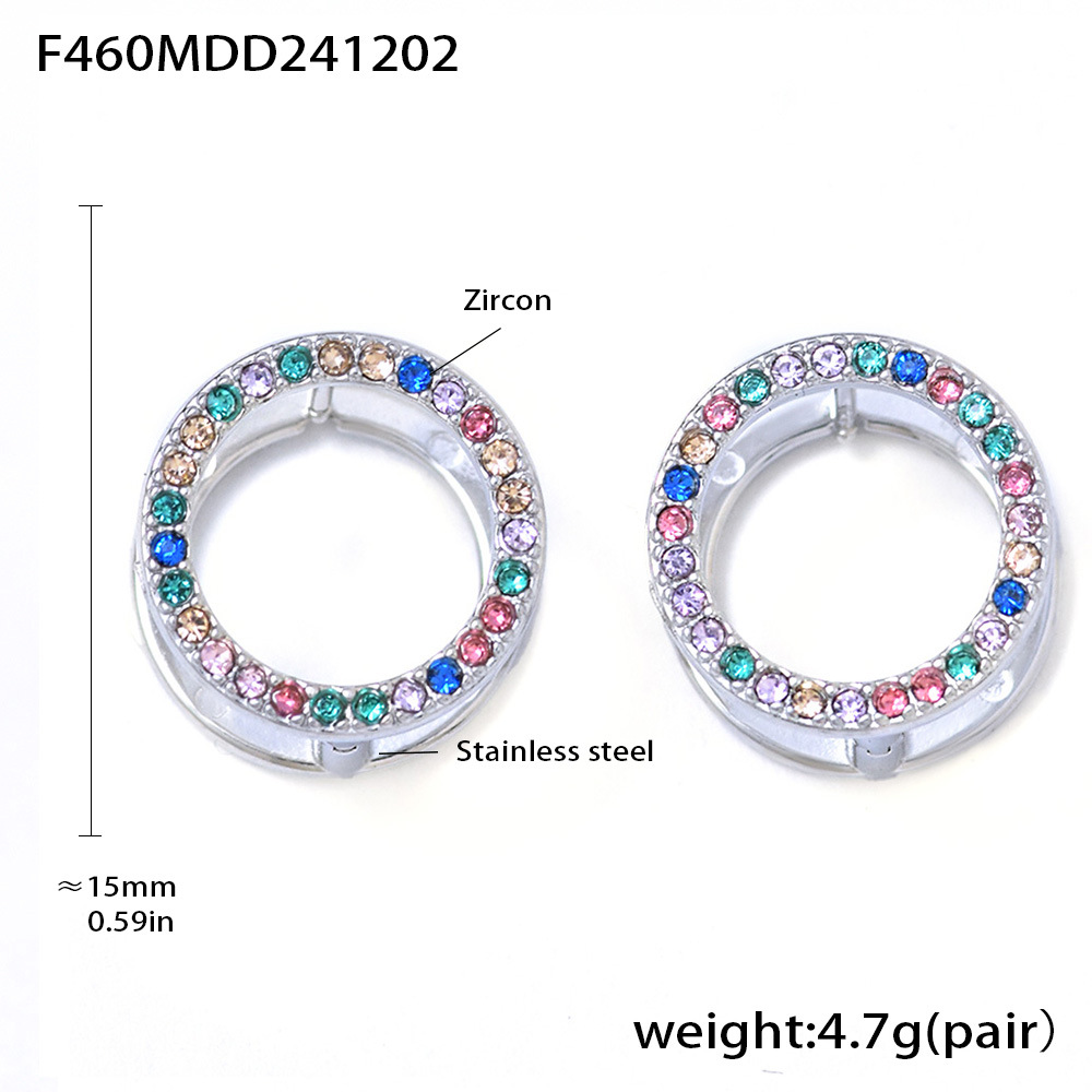 4:F460-steel color mixed color zircon earrings