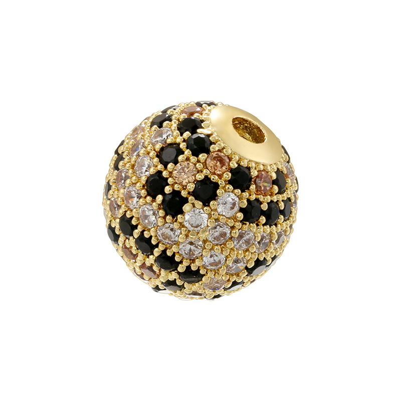 1:Gold leopard print 12mm round beads