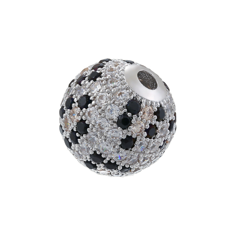 2:White gold leopard print 12mm round beads