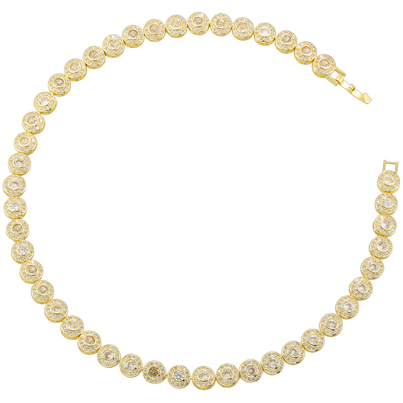 3:Gold 8.5mm round diamond necklace