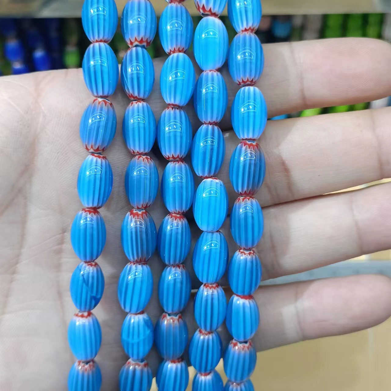 12:Light blue red flower