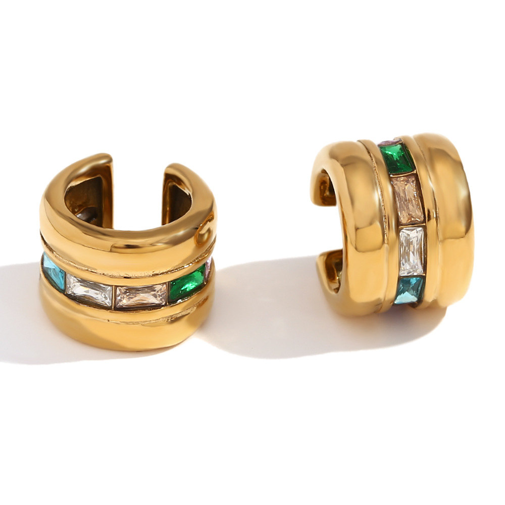1:Ear clip with diamonds-gold-colored diamonds