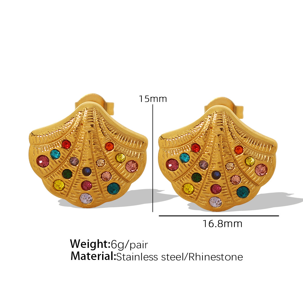 7:EH226 rhinestone gold stud earrings