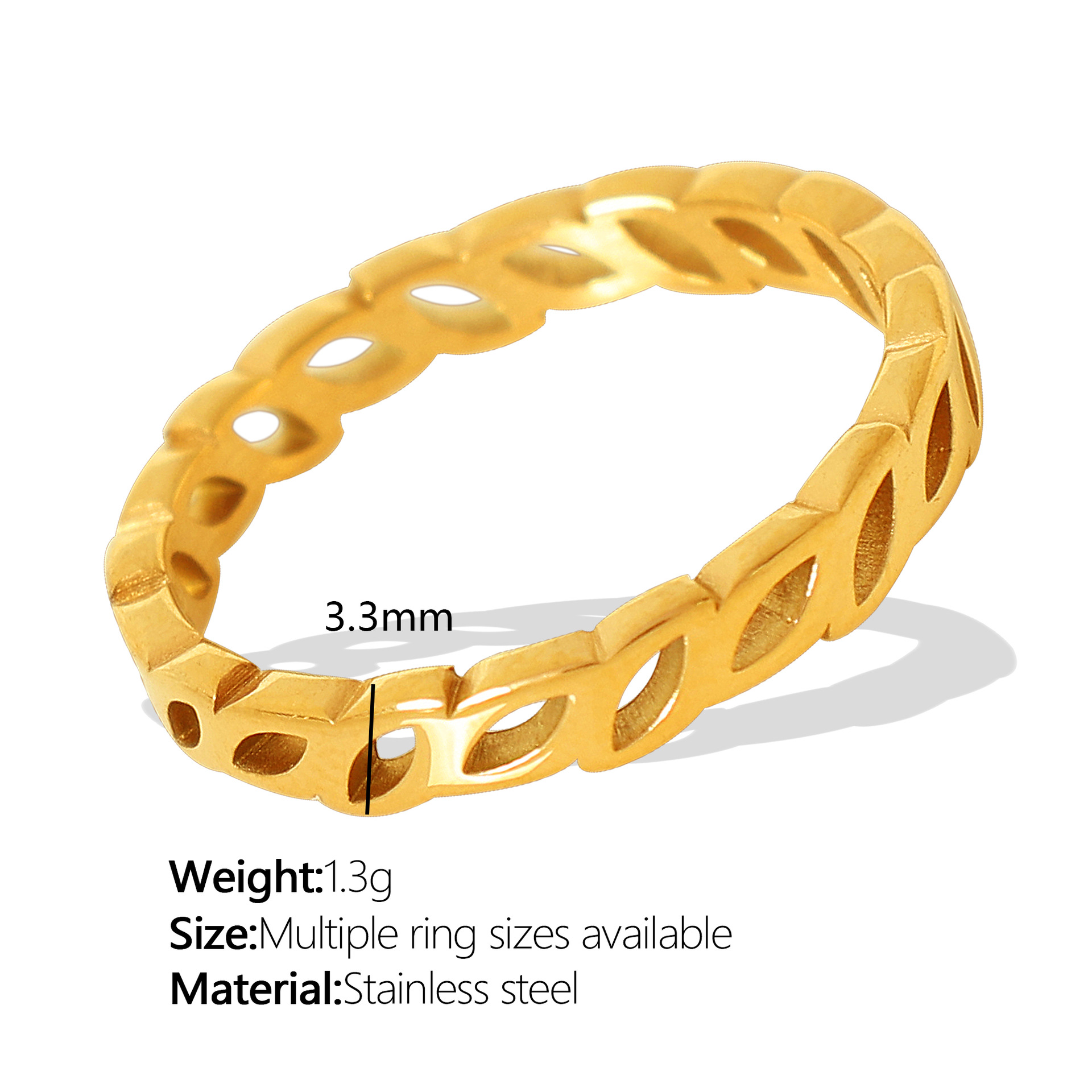 2:JZ28 beautiful circumference 7# gold ring