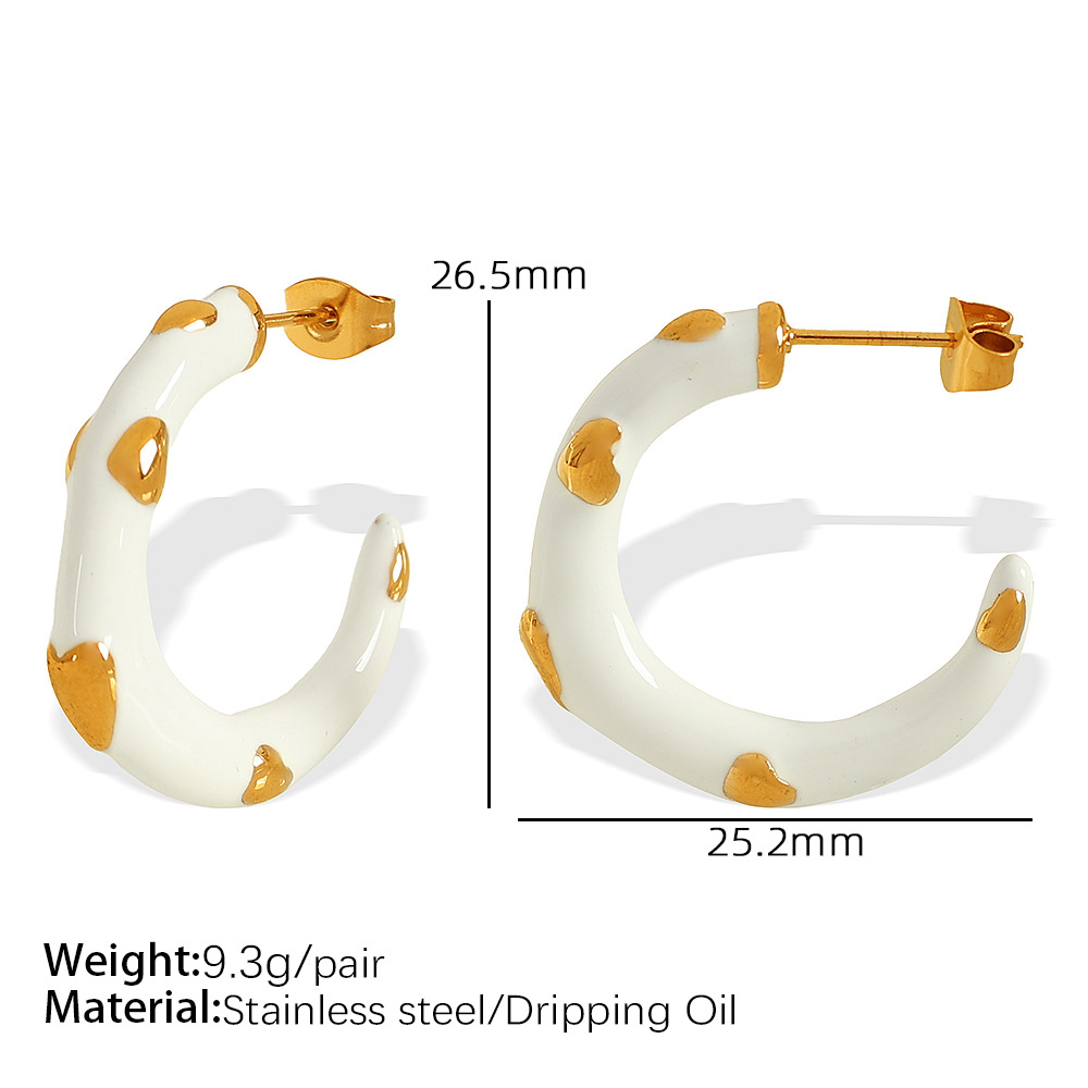 1:EH641 white oil drop gold earrings