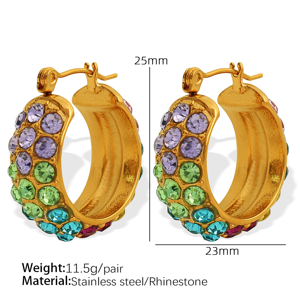 1:EH188 colored rhinestone gold earrings