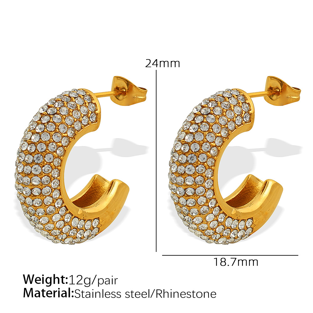 4:EH472 white rhinestone gold earrings