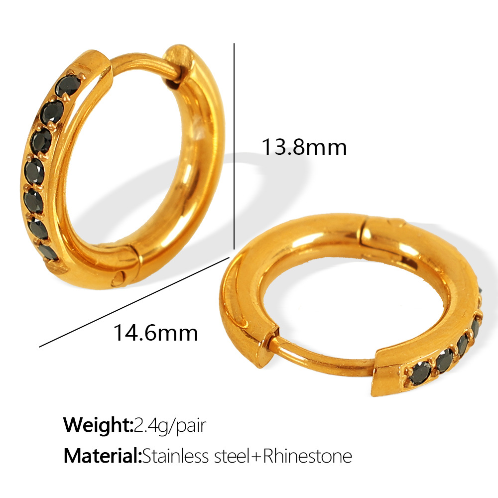 2:EH600 black diamond gold earrings