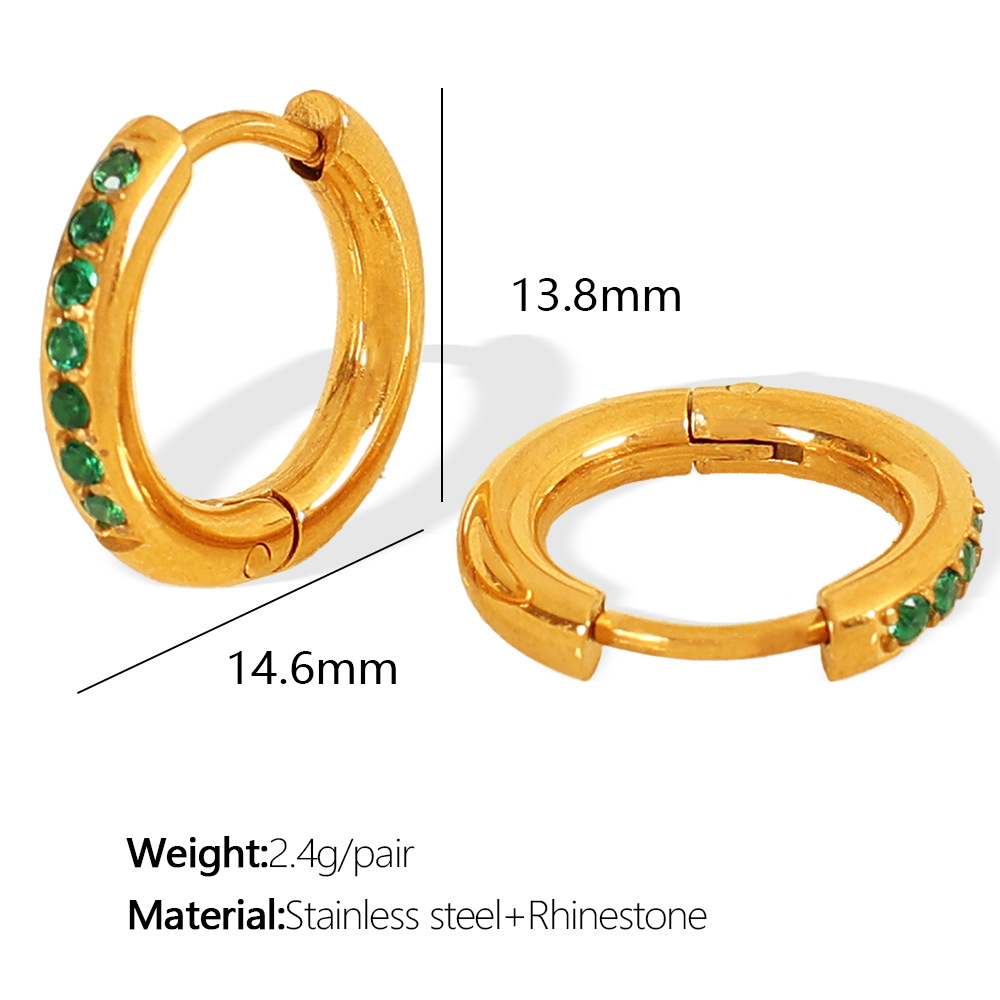 3:EH600 Green Diamond Gold Earrings