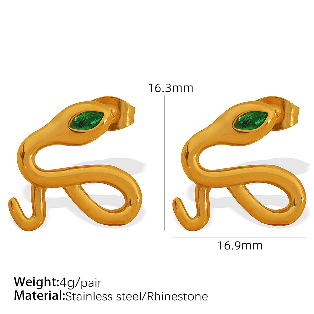 2:EH548 green rhinestone gold earrings
