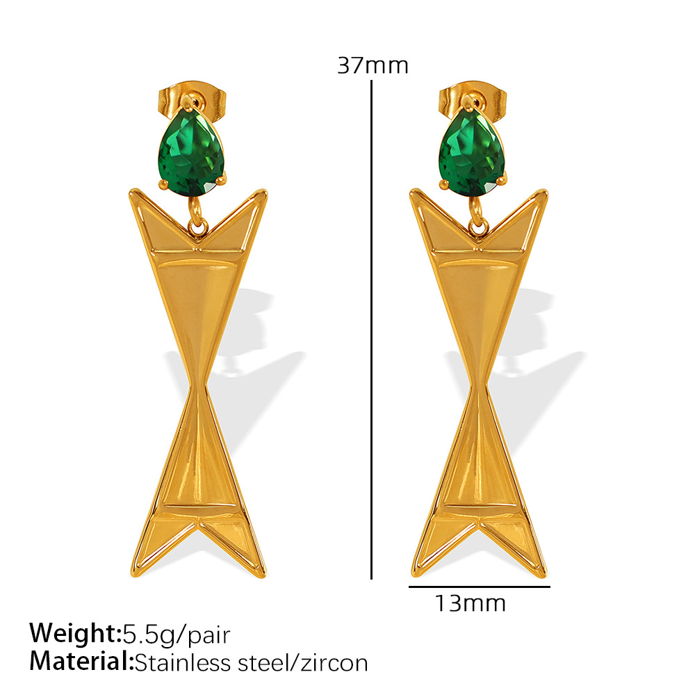 3:EH491 Green Zirconium Gold Earrings