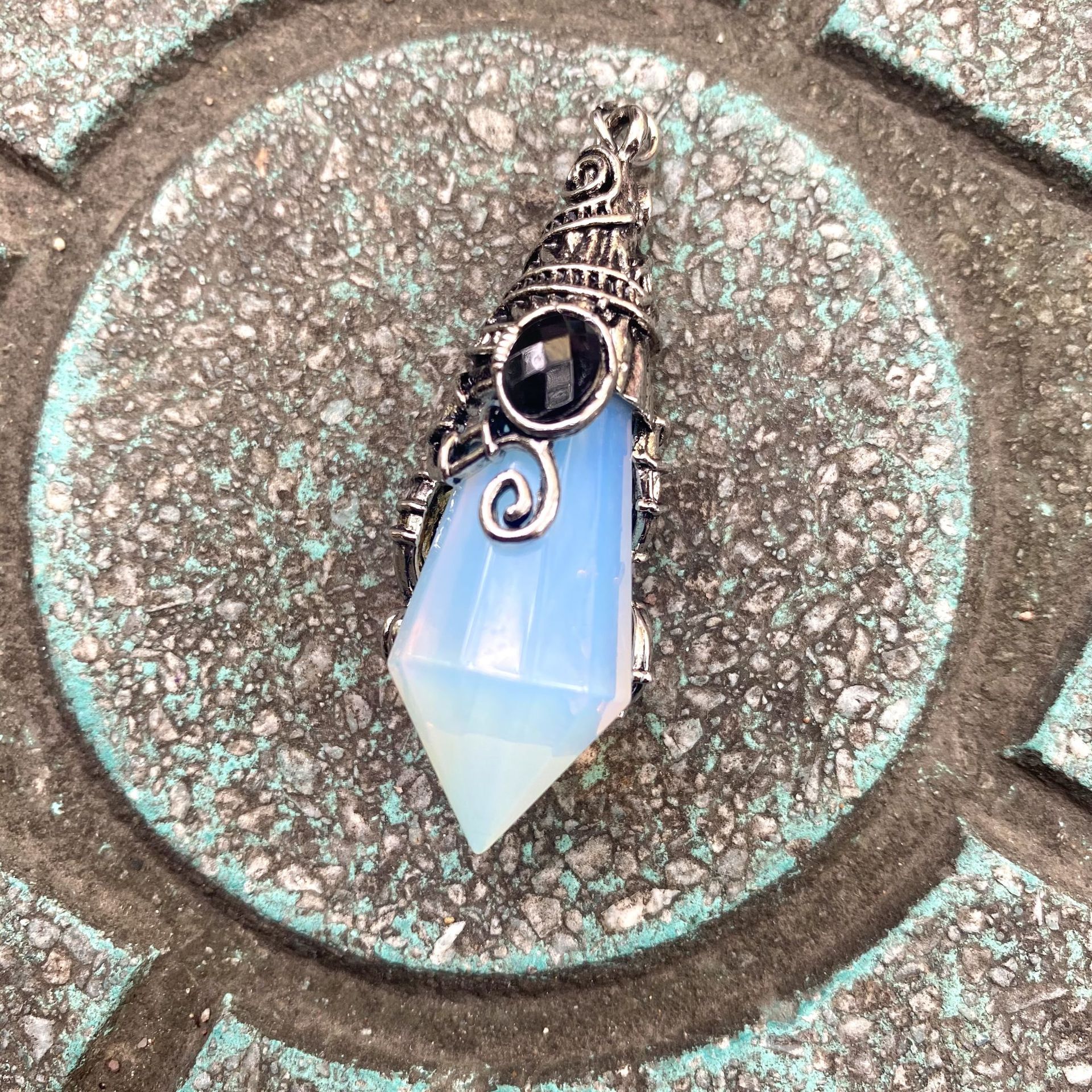 5:Antique silver color sea opal