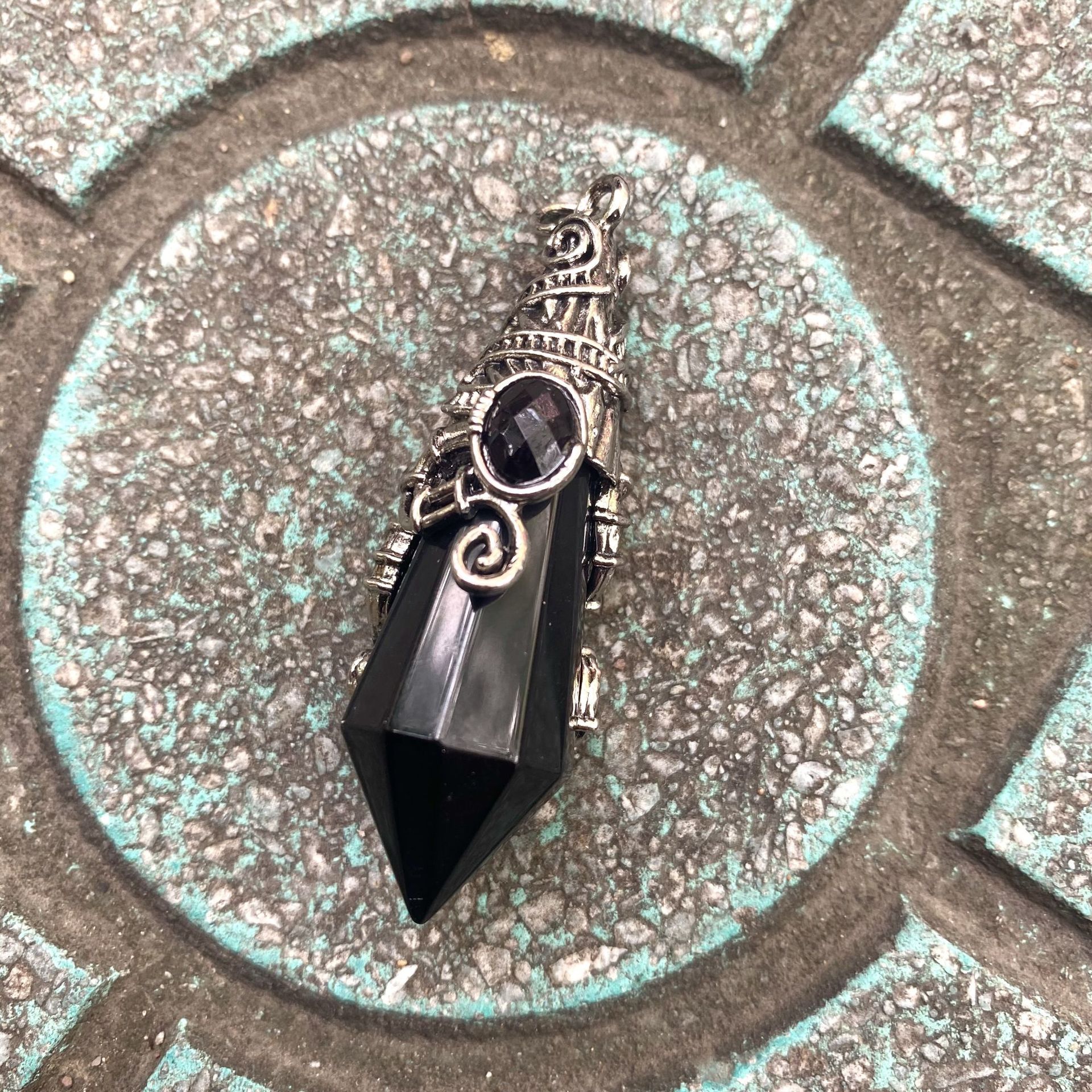 7:Antique silver color Black Obsidian