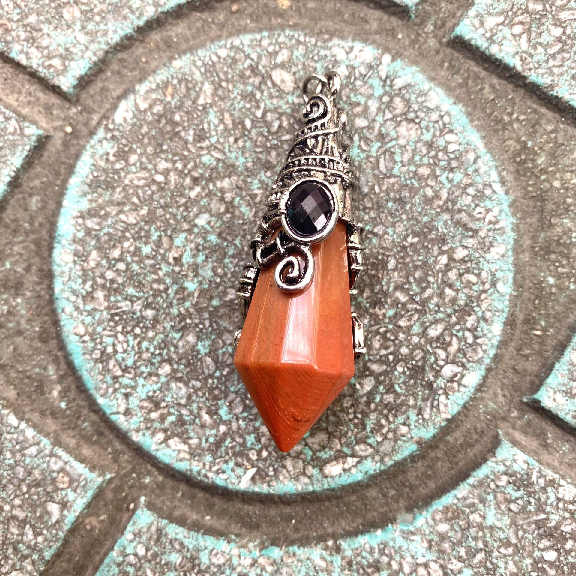 9:Antique silver color red jasper