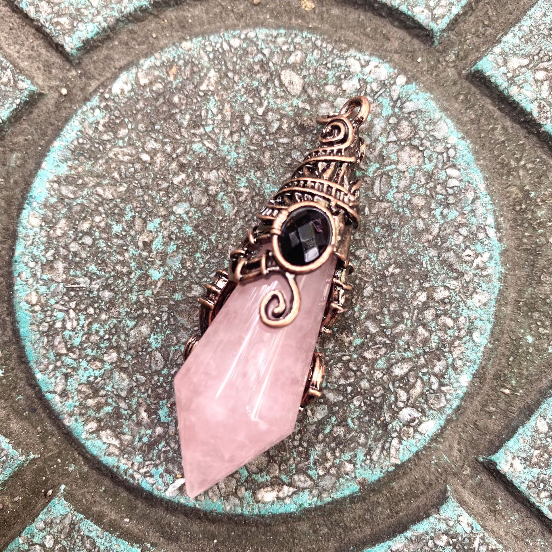11:Antique bronze color Rose Quartz