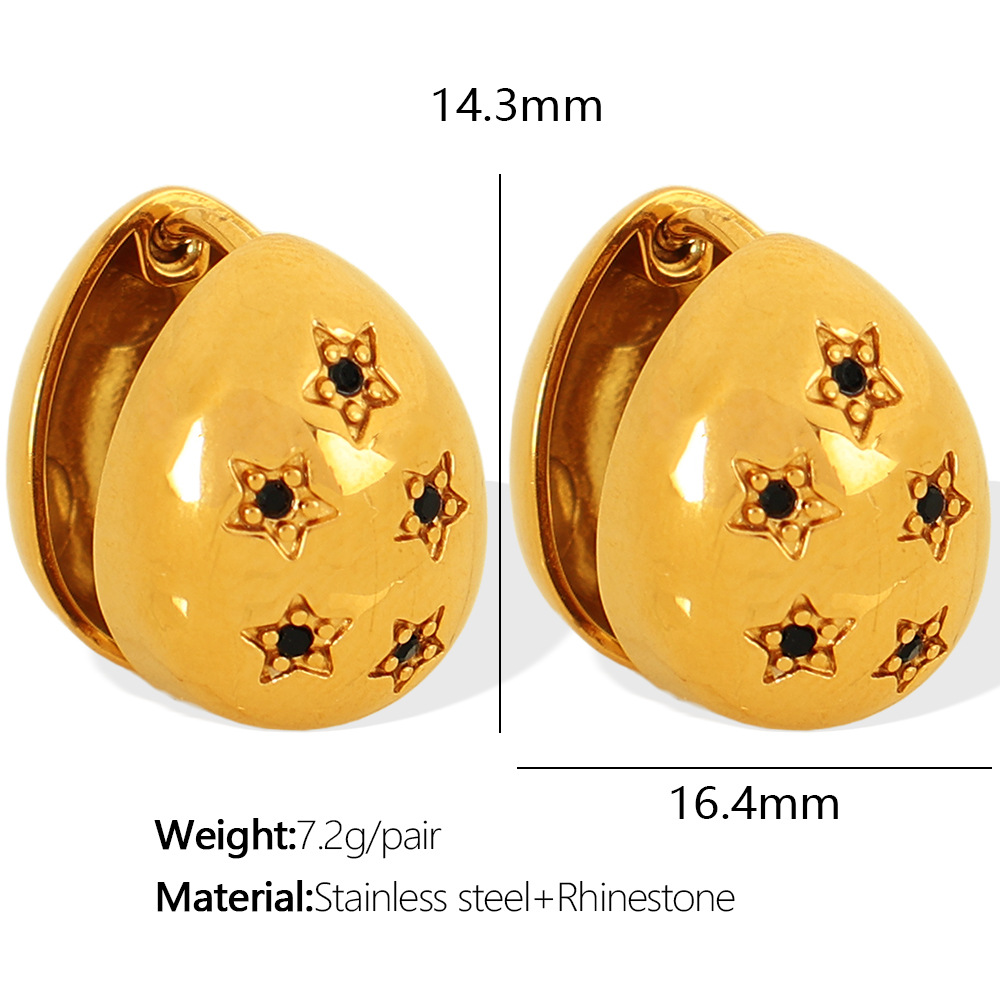 4:EH409 Black Diamond Gold Earrings