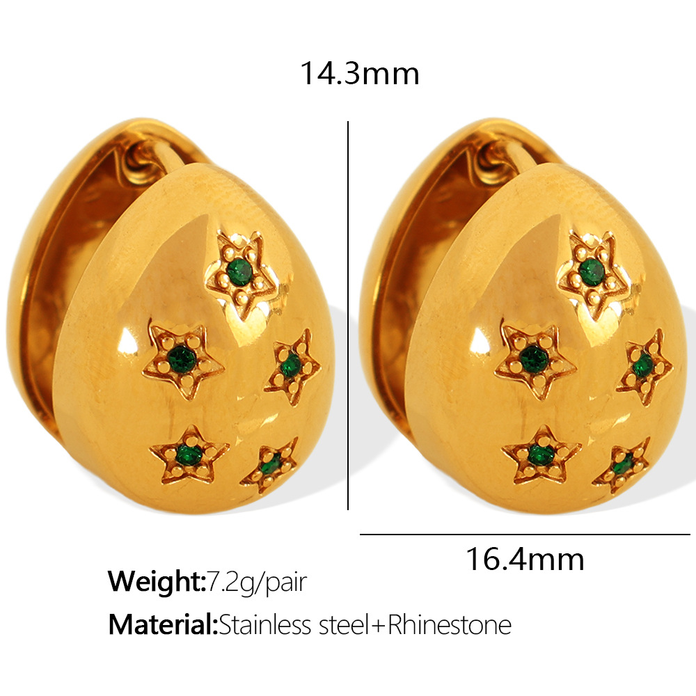 5:EH409 Green Diamond Gold Earrings