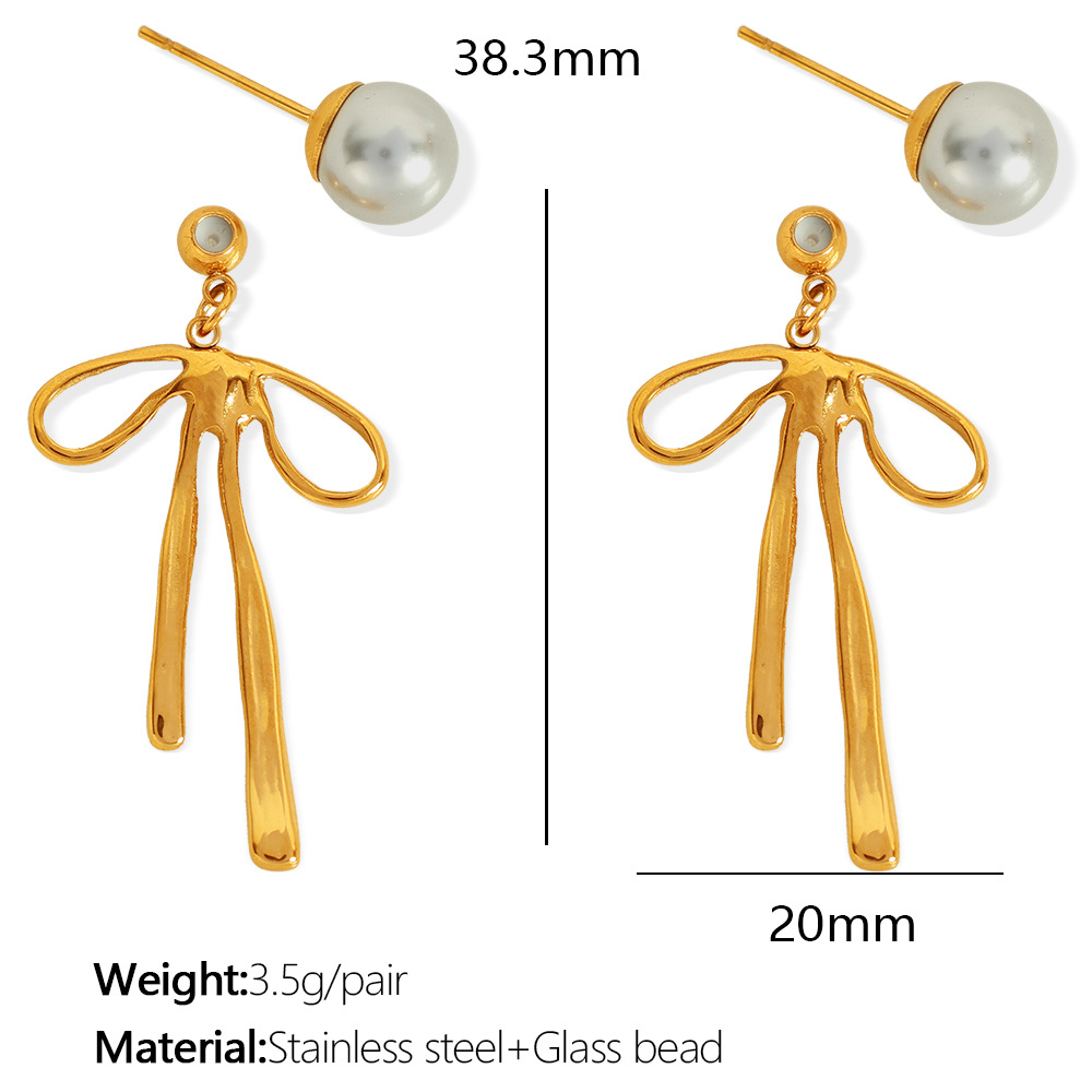3:EH519 gray bead gold earrings
