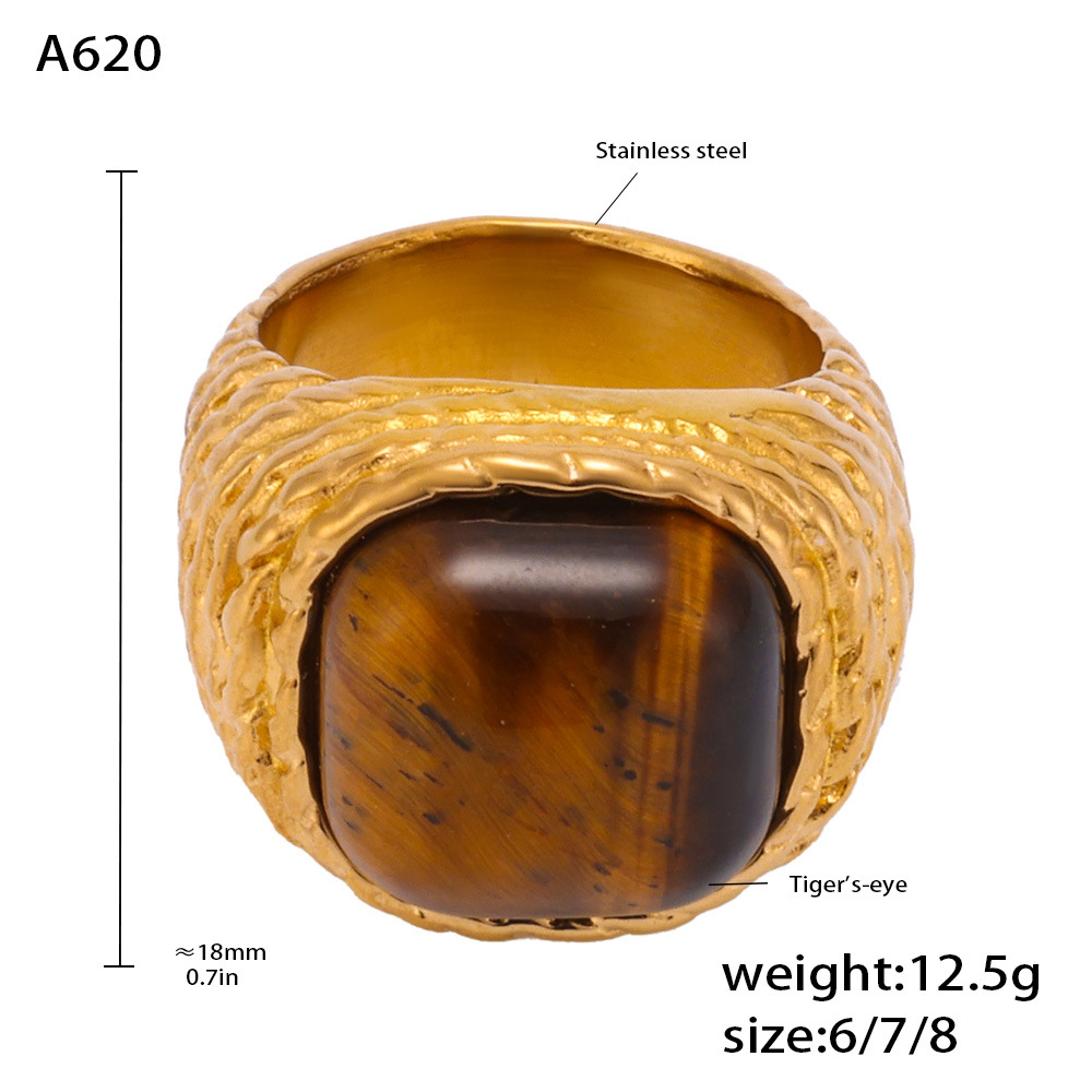 A620-natural tiger eye gold ring US Size #7