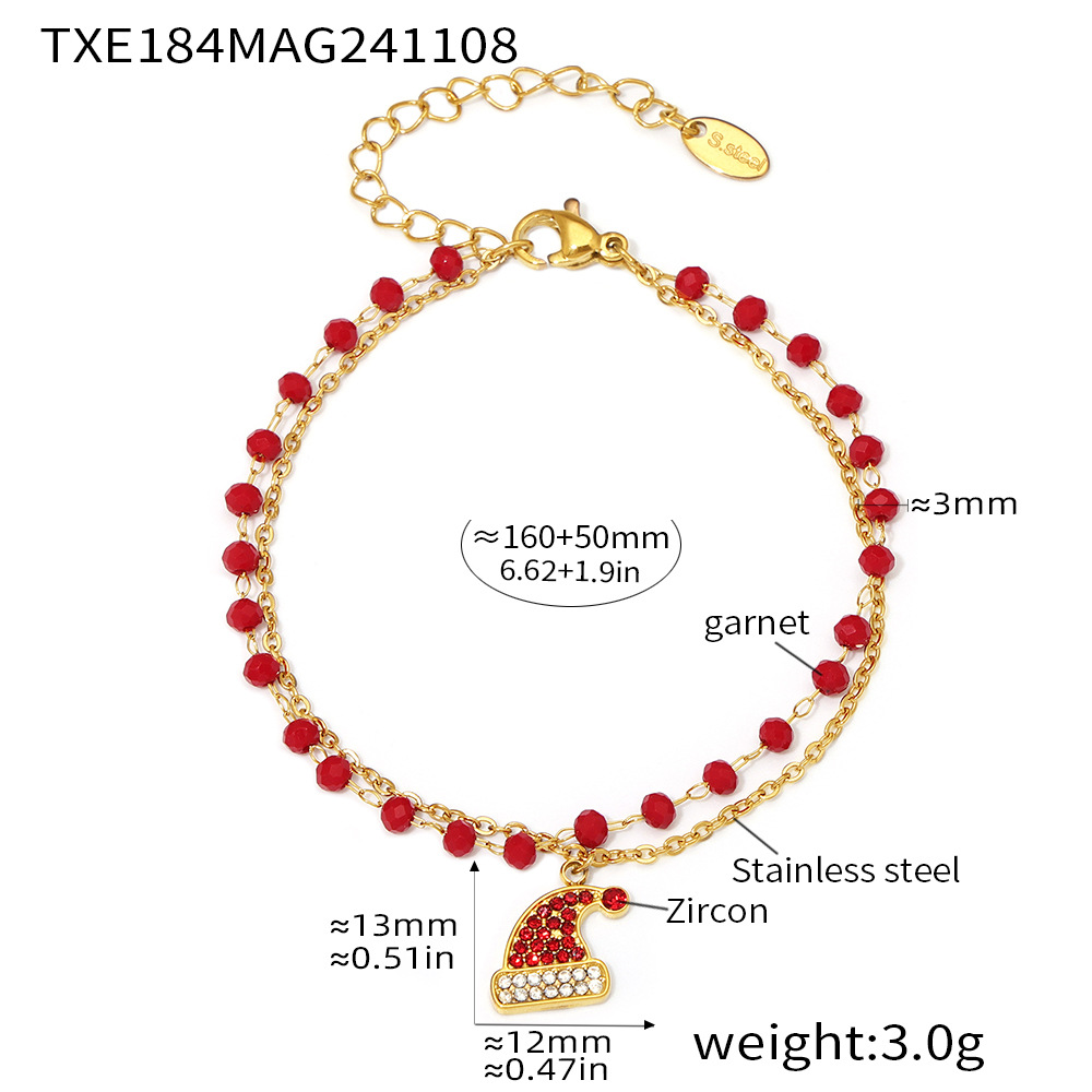 7:Txe184-gold double layer christmas hat bracelet