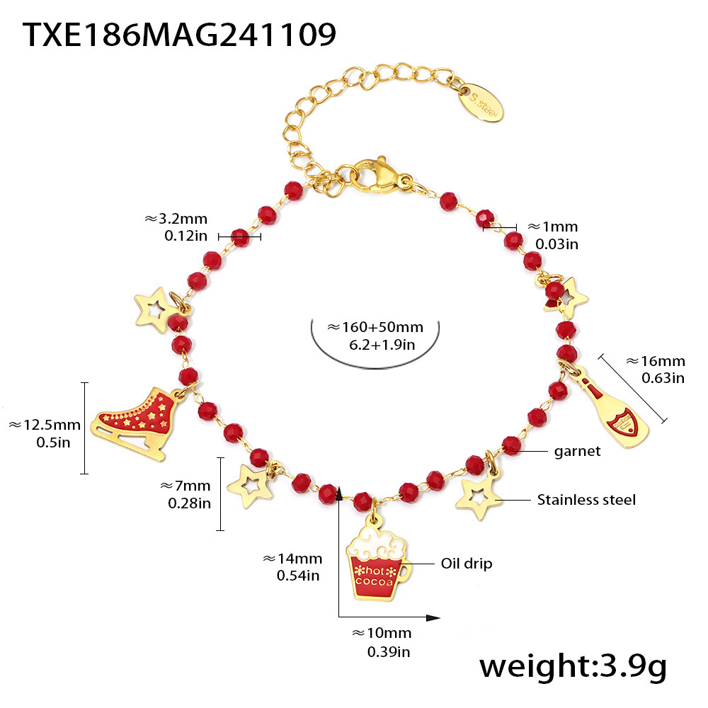 9:Txe186-golden garnet christmas element bracelet