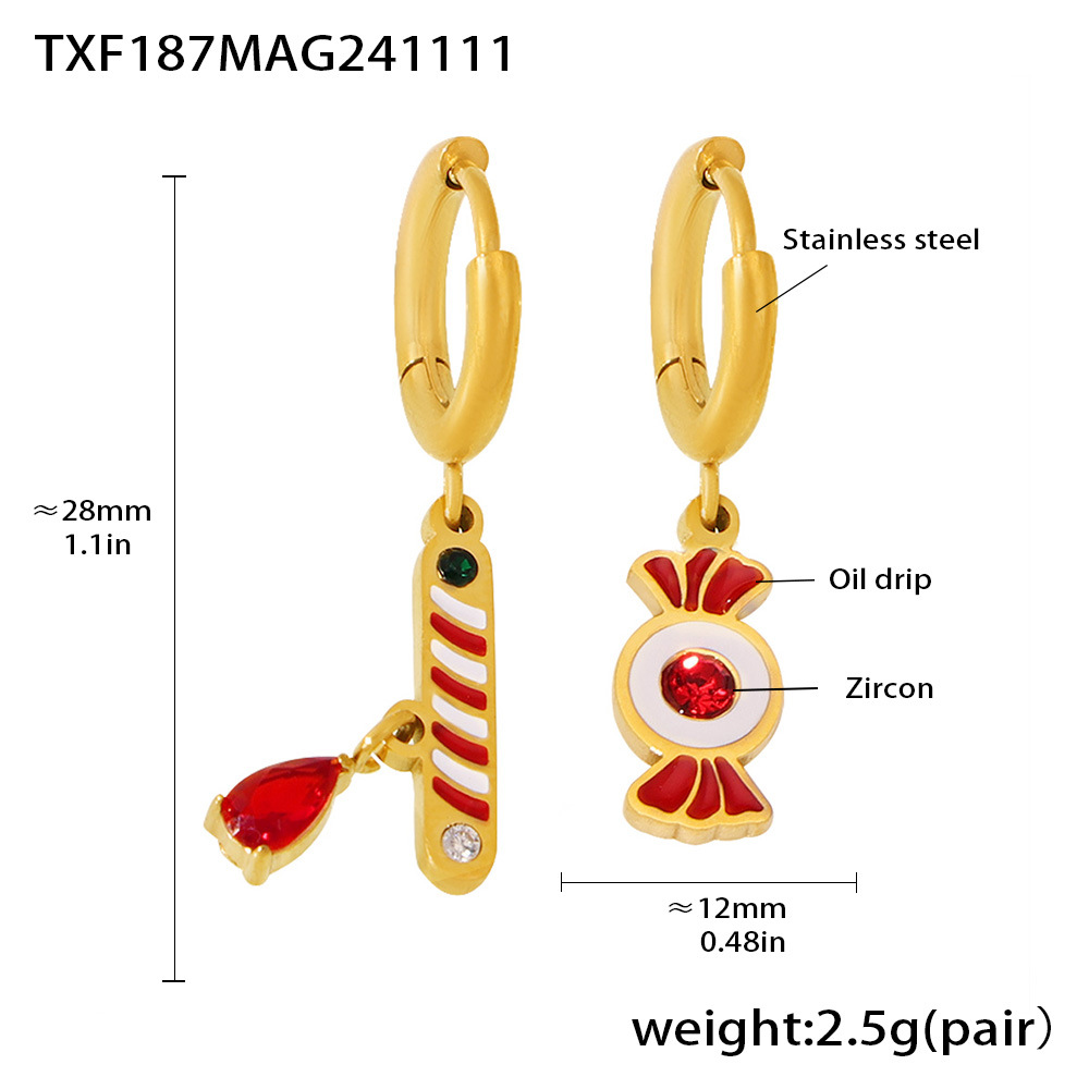 12:Txf187-garnet christmas multi-element earrings