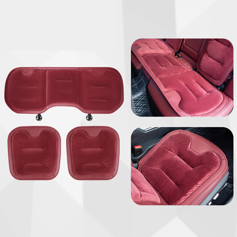 Flannel cushion [burgundy red] 3-piece set for the whole car)