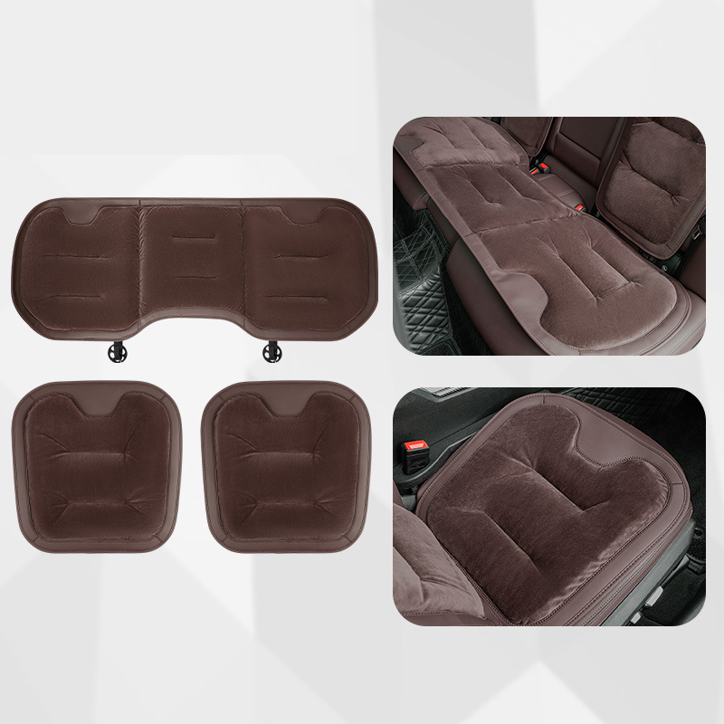 Flannel cushion [chestnut brown] 3-piece set for the whole car