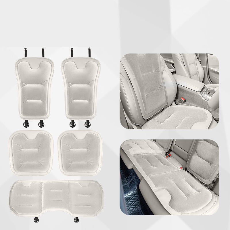 Flannel seat cushion   backrest [ideal white] 5-piece set for the whole car