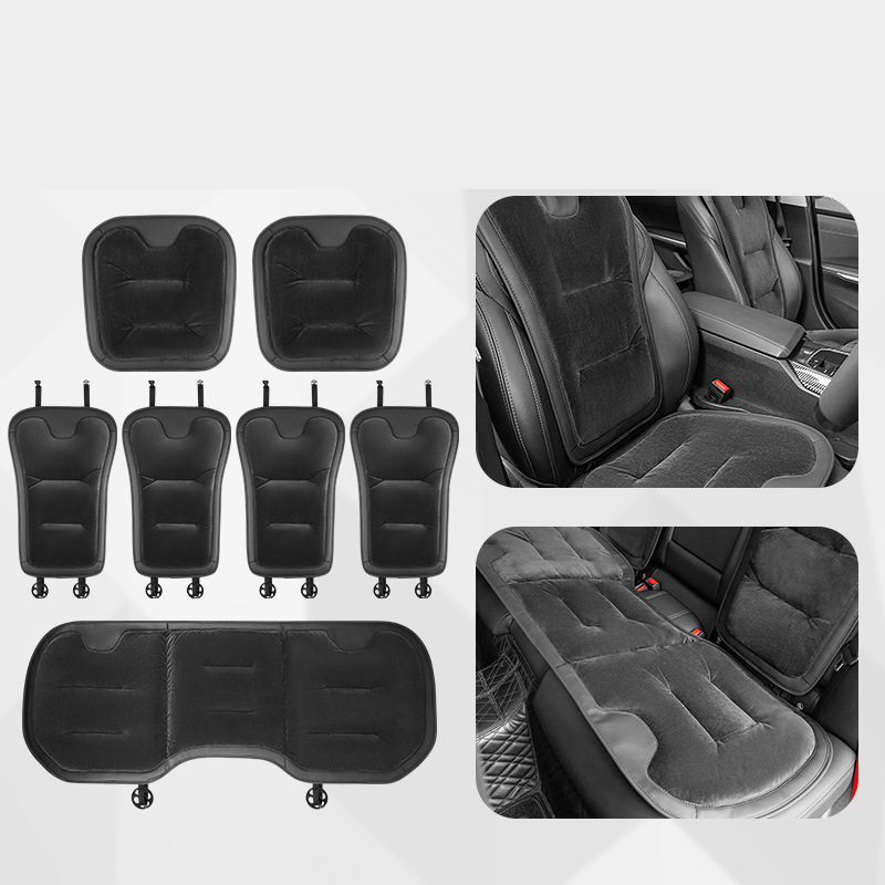 Flannel cushion   backrest [noble black] 7-piece set for the whole car