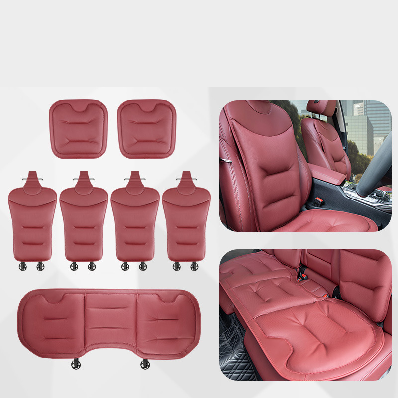 Burgundy [napa leather punched and breathable] seven-piece set for the whole car