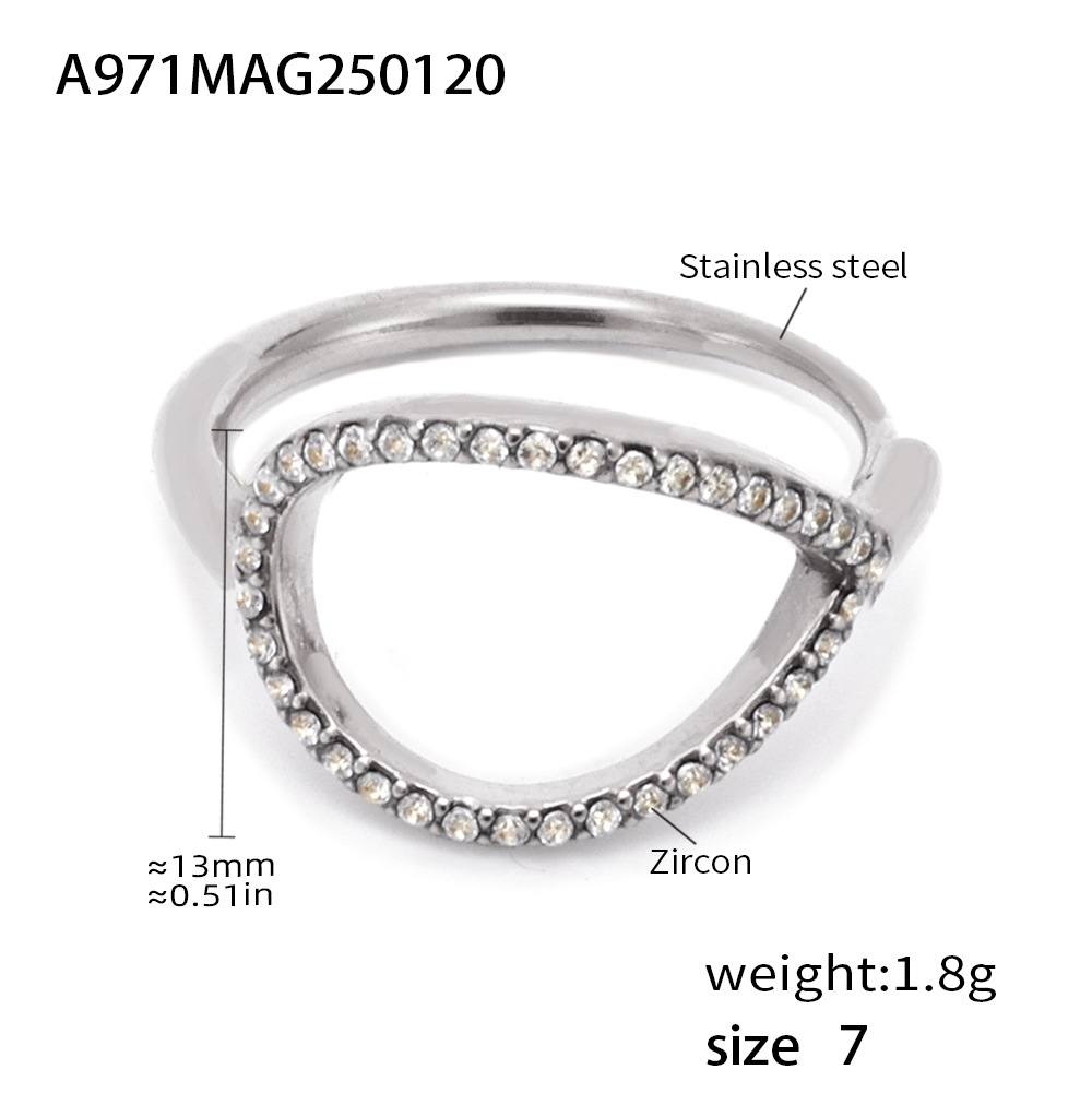 3:A971-steel color white zircon ring