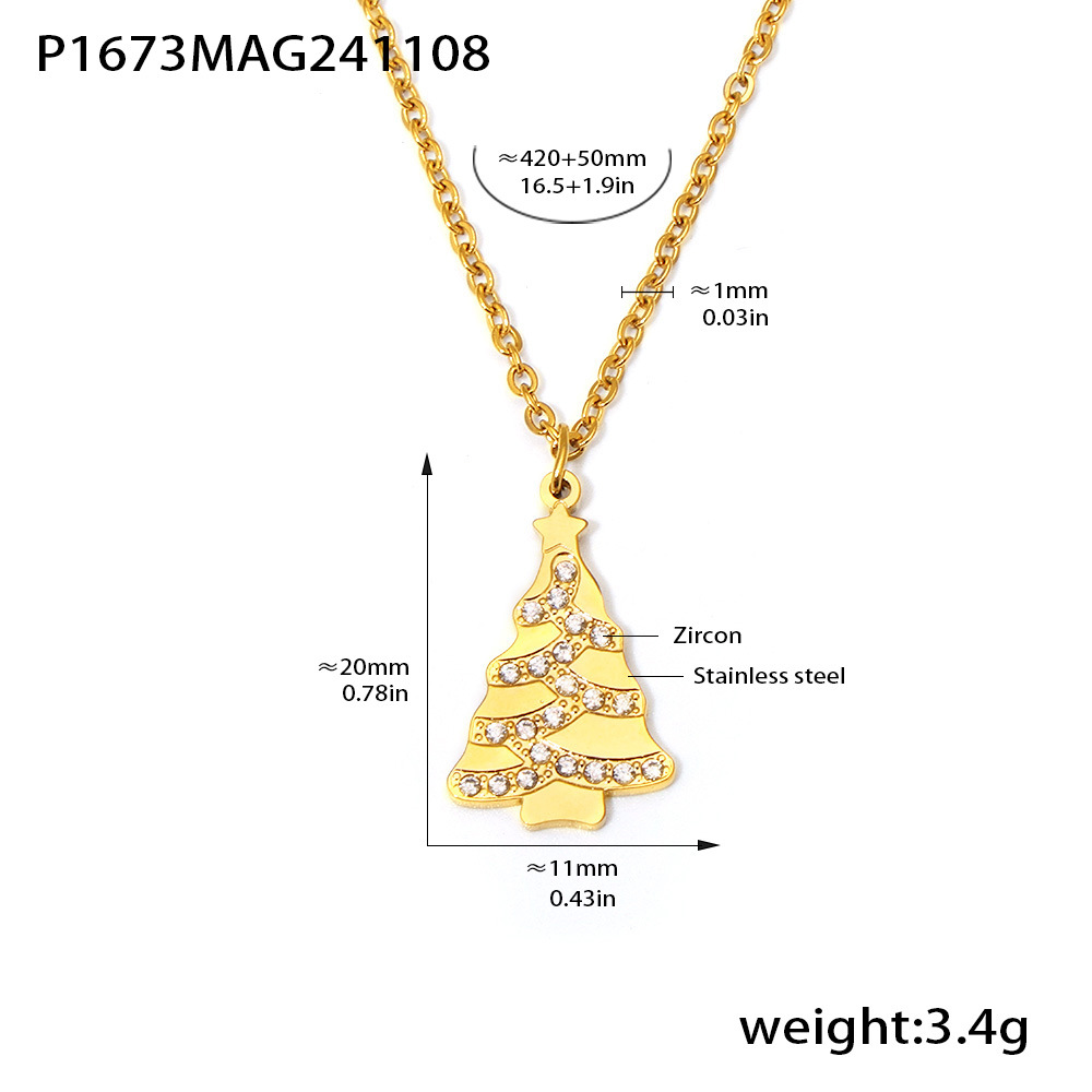 P1673-golden christmas tree inlaid with zircon nec