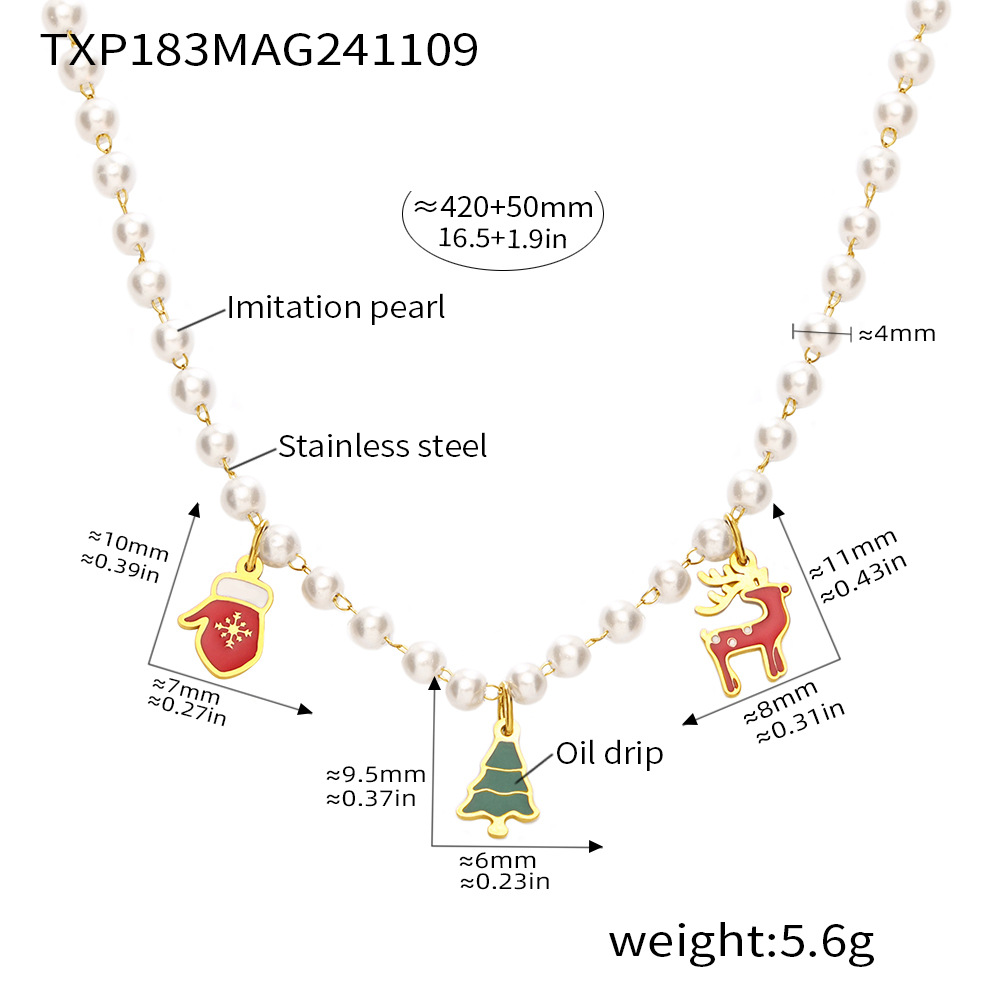Txp183-gold christmas beaded multi-accessory neckl
