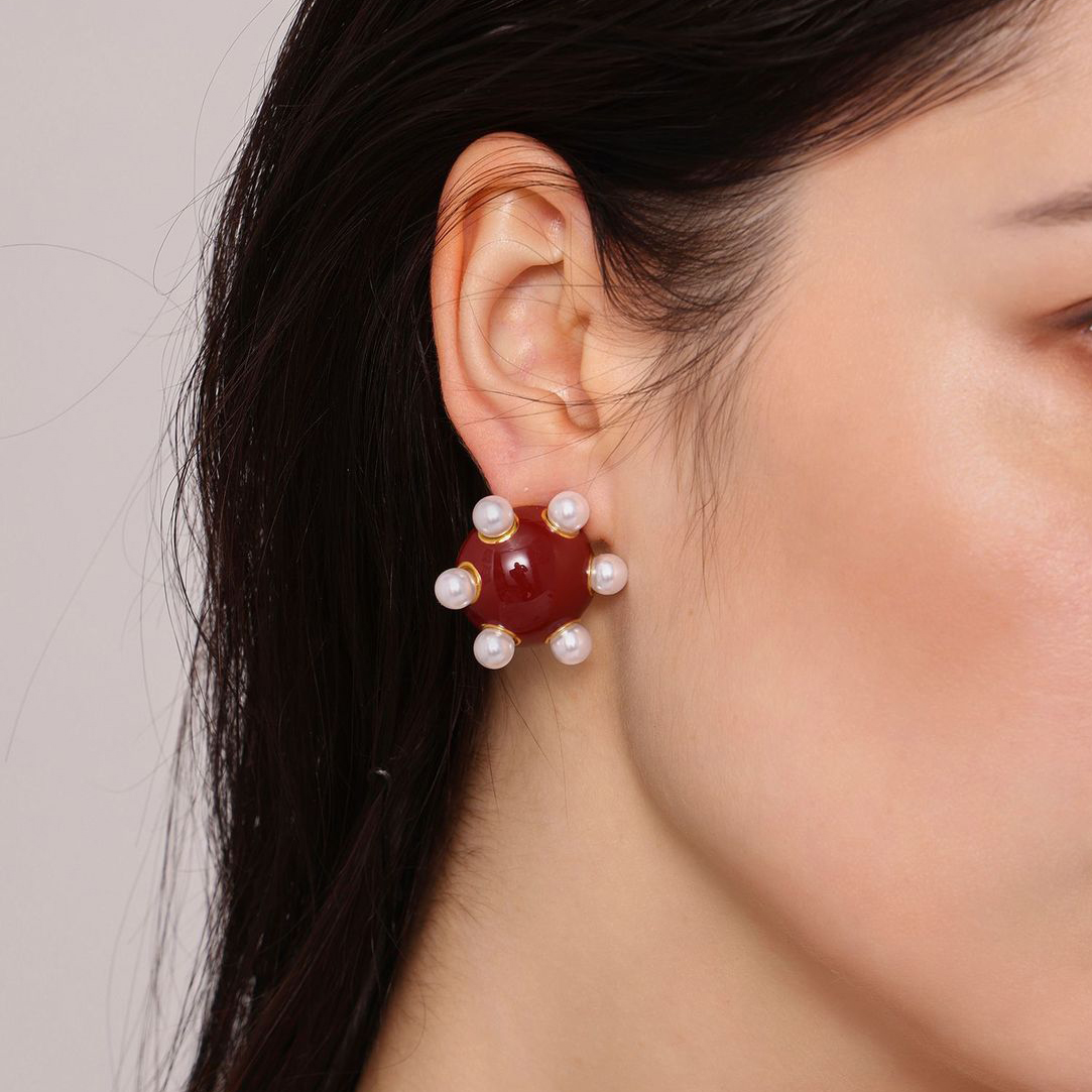 2:F1708-red earrings